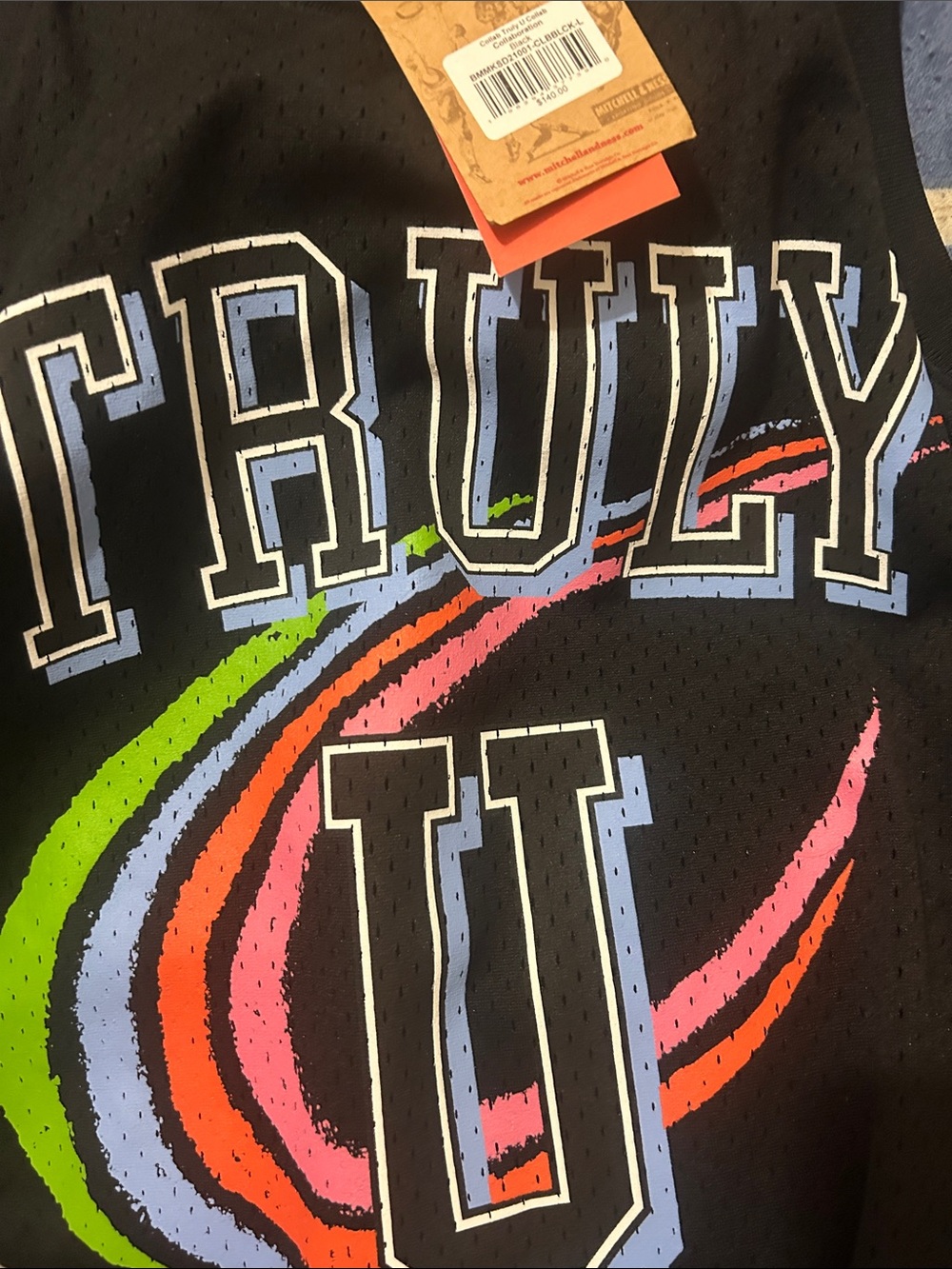 Mitchell & Ness Black Truly U Rainbow Graphic Basketball Jersey - Picture 3 of 5